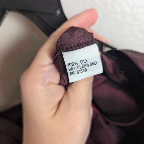 Rickie Freeman Teri Jon Plum Aubergine Silk Pleated One Shoulder Gown Dress 6 - Picture 9 of 13